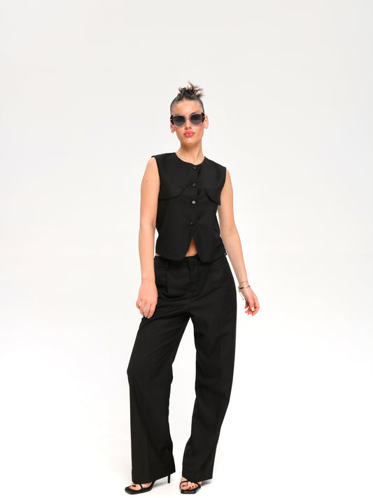 შავი ორეული შარვლით/Black set with pants