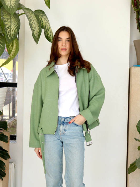 მწვანე ჟაკეტი ქამრით/Green Jacket with belt